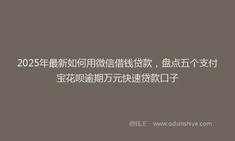 2025年最新如何用微信借钱贷款，盘点五个支付宝花呗逾期万元快速贷款口子