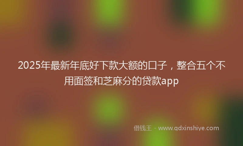2025年最新年底好下款大额的口子，整合五个不用面签和芝麻分的贷款app