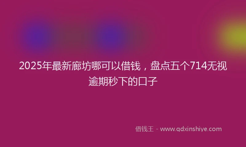 2025年最新廊坊哪可以借钱，盘点五个714无视逾期秒下的口子
