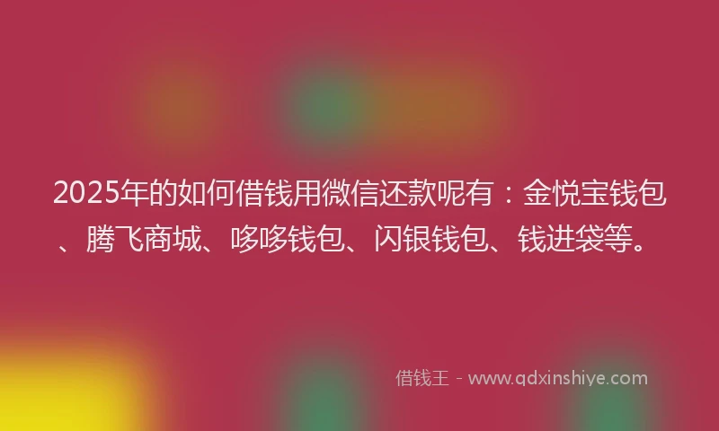 2025年的如何借钱用微信还款呢有：金悦宝钱包、腾飞商城、哆哆钱包、闪银钱包、钱进袋等。