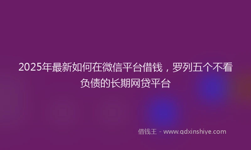 2025年最新如何在微信平台借钱，罗列五个不看负债的长期网贷平台