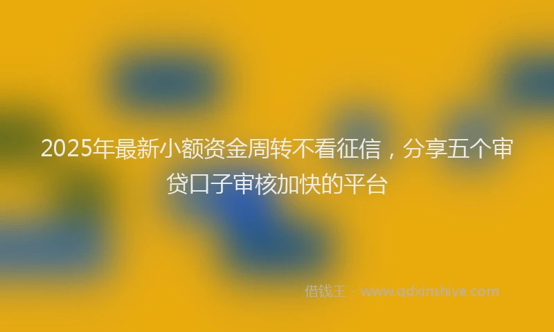 2025年最新小额资金周转不看征信，分享五个审贷口子审核加快的平台