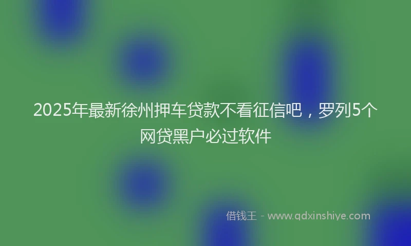 2025年最新徐州押车贷款不看征信吧，罗列5个网贷黑户必过软件