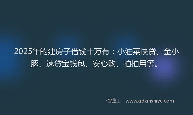 2025年的建房子借钱十万有：小油菜快贷、金小豚、速贷宝钱包、安心购、拍拍用等。