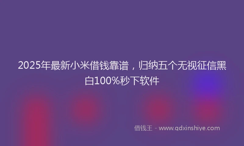 2025年最新小米借钱靠谱，归纳五个无视征信黑白100%秒下软件
