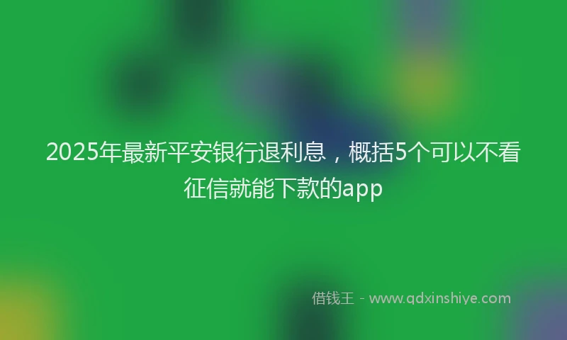 2025年最新平安银行退利息，概括5个可以不看征信就能下款的app