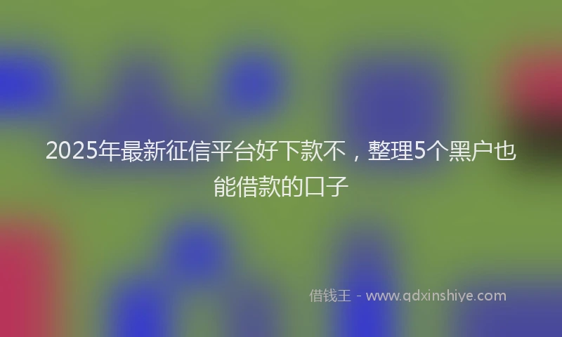 2025年最新征信平台好下款不，整理5个黑户也能借款的口子