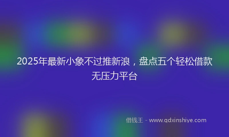 2025年最新小象不过推新浪，盘点五个轻松借款无压力平台