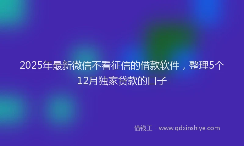 2025年最新微信不看征信的借款软件，整理5个12月独家贷款的口子