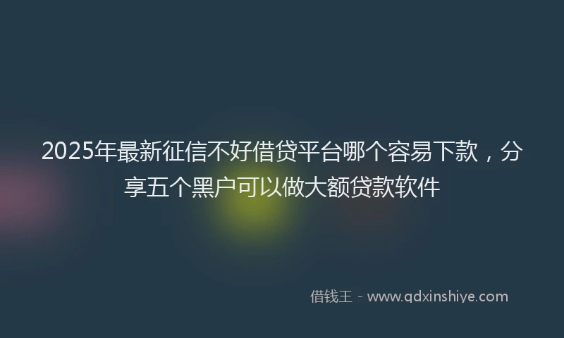 2025年最新征信不好借贷平台哪个容易下款，分享五个黑户可以做大额贷款软件