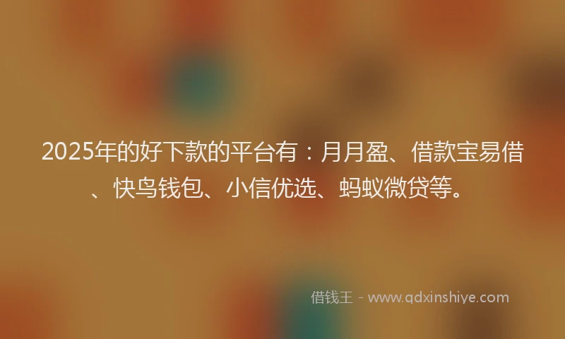 2025年的好下款的平台有：月月盈、借款宝易借、快鸟钱包、小信优选、蚂蚁微贷等。