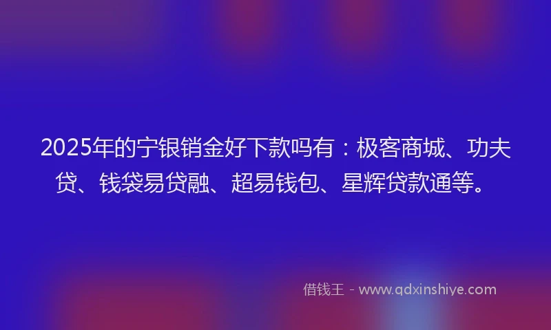 2025年的宁银销金好下款吗有：极客商城、功夫贷、钱袋易贷融、超易钱包、星辉贷款通等。
