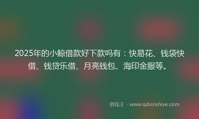 2025年的小鲸借款好下款吗有：快易花、钱袋快借、钱贷乐借、月亮钱包、海印金服等。