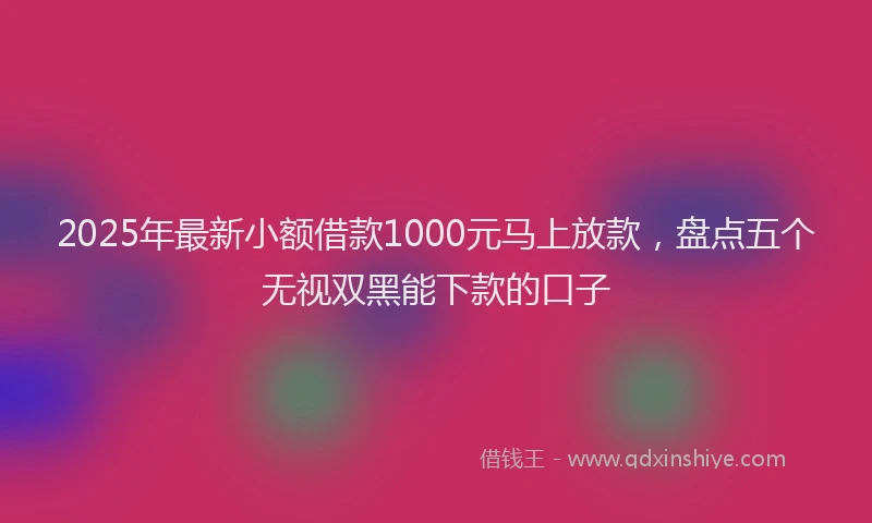 2025年最新小额借款1000元马上放款，盘点五个无视双黑能下款的口子
