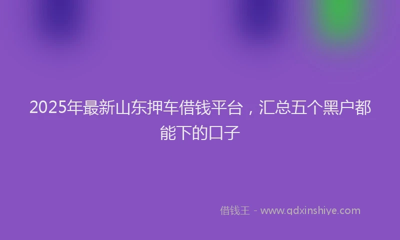 2025年最新山东押车借钱平台，汇总五个黑户都能下的口子