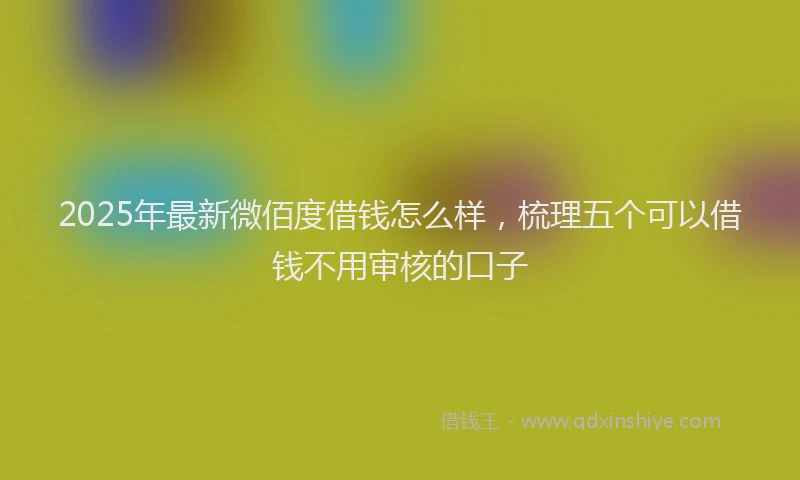 2025年最新微佰度借钱怎么样，梳理五个可以借钱不用审核的口子