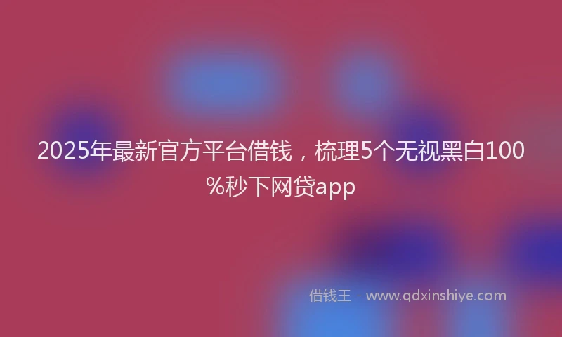 2025年最新官方平台借钱，梳理5个无视黑白100%秒下网贷app