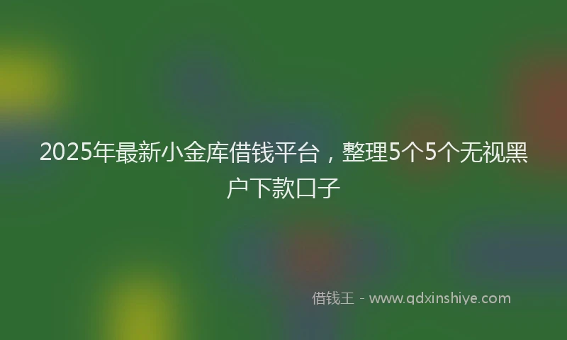 2025年最新小金库借钱平台，整理5个5个无视黑户下款口子
