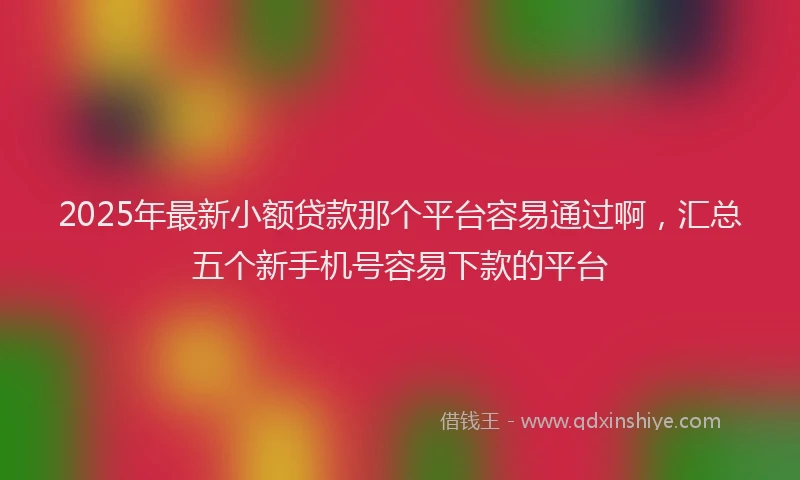 2025年最新小额贷款那个平台容易通过啊，汇总五个新手机号容易下款的平台
