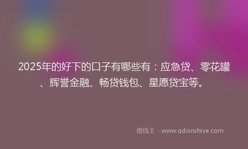 2025年的好下的口子有哪些有：应急贷、零花罐、辉誉金融、畅贷钱包、星愿贷宝等。