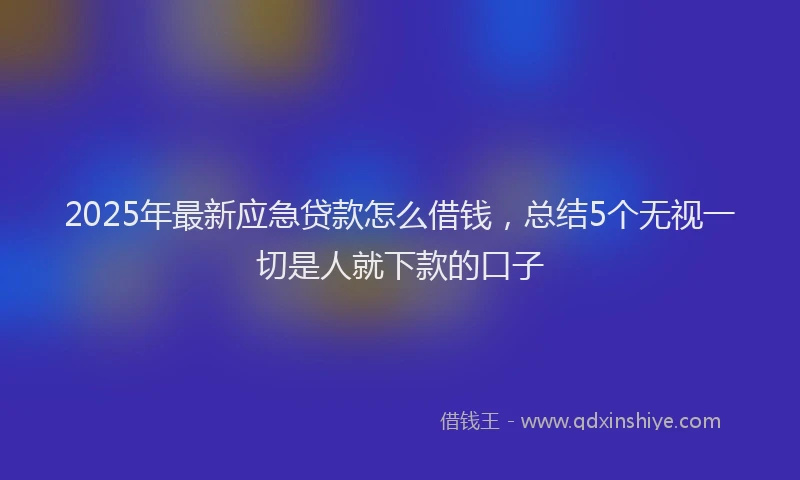 2025年最新应急贷款怎么借钱，总结5个无视一切是人就下款的口子