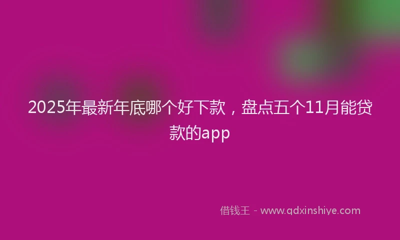 2025年最新年底哪个好下款，盘点五个11月能贷款的app