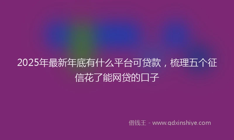 2025年最新年底有什么平台可贷款，梳理五个征信花了能网贷的口子