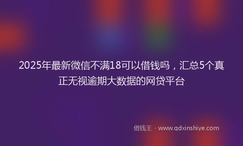 2025年最新微信不满18可以借钱吗，汇总5个真正无视逾期大数据的网贷平台