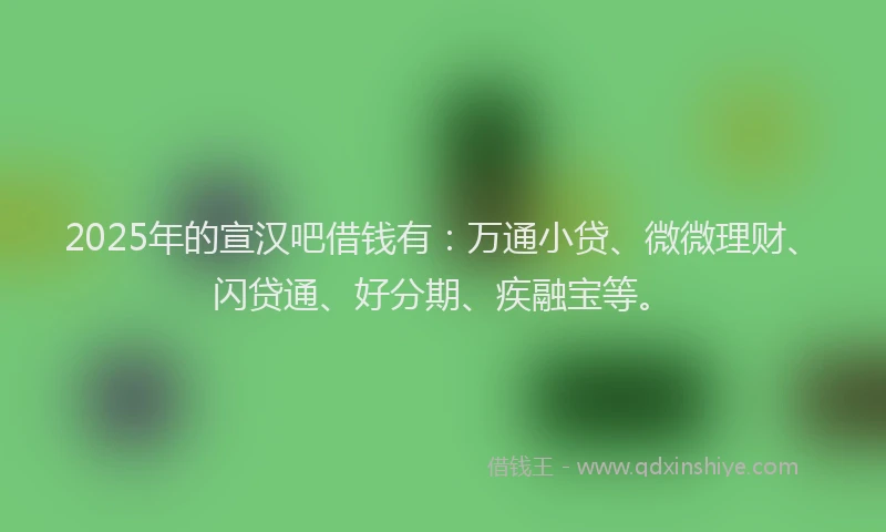 2025年的宣汉吧借钱有：万通小贷、微微理财、闪贷通、好分期、疾融宝等。
