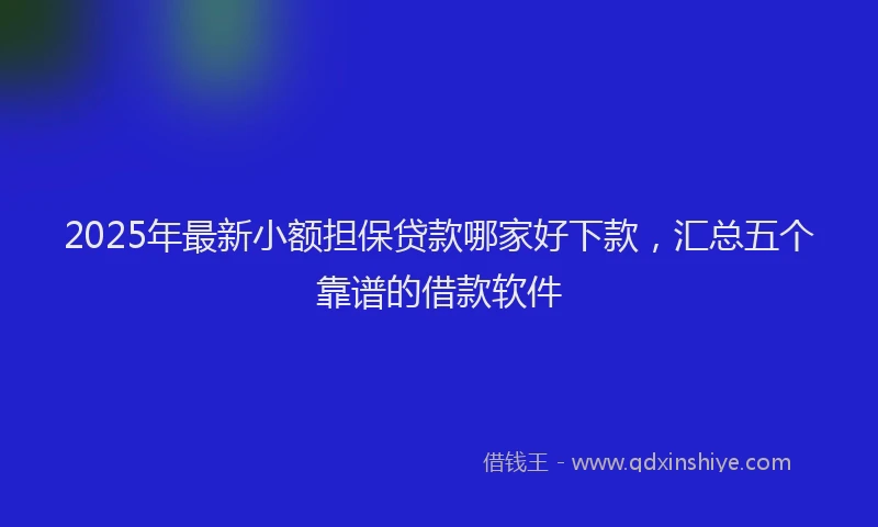 2025年最新小额担保贷款哪家好下款，汇总五个靠谱的借款软件