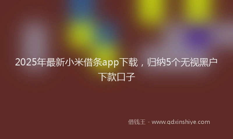 2025年最新小米借条app下载，归纳5个无视黑户下款口子
