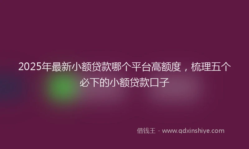 2025年最新小额贷款哪个平台高额度，梳理五个必下的小额贷款口子