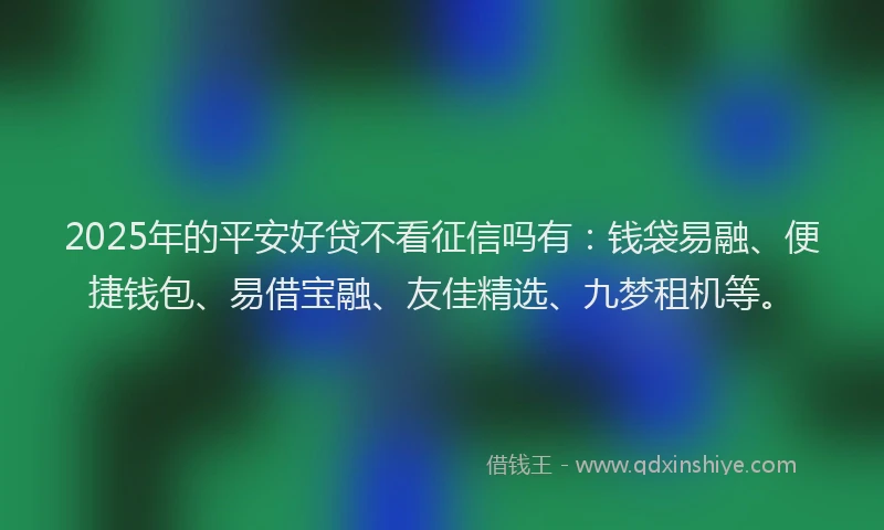 2025年的平安好贷不看征信吗有：钱袋易融、便捷钱包、易借宝融、友佳精选、九梦租机等。