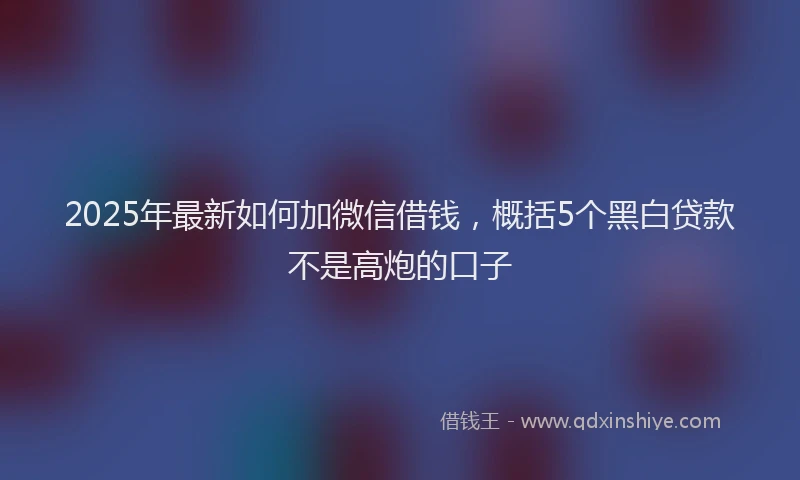 2025年最新如何加微信借钱，概括5个黑白贷款不是高炮的口子