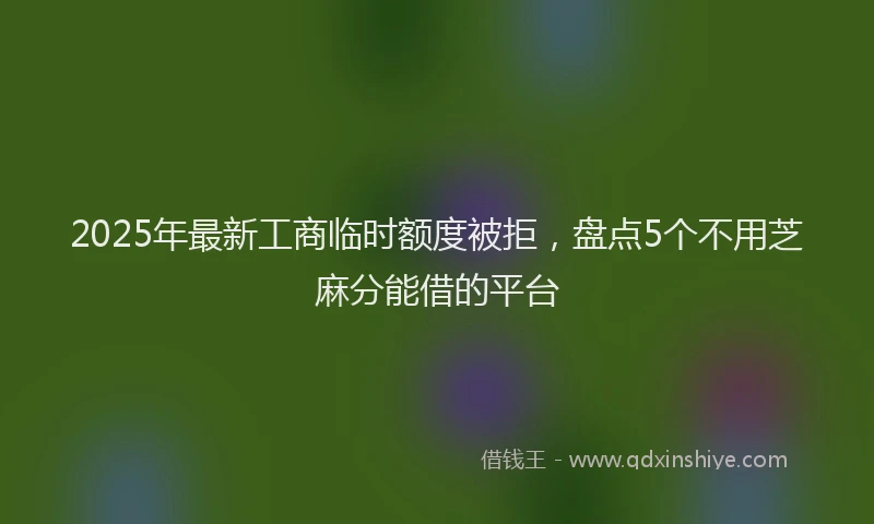 2025年最新工商临时额度被拒，盘点5个不用芝麻分能借的平台