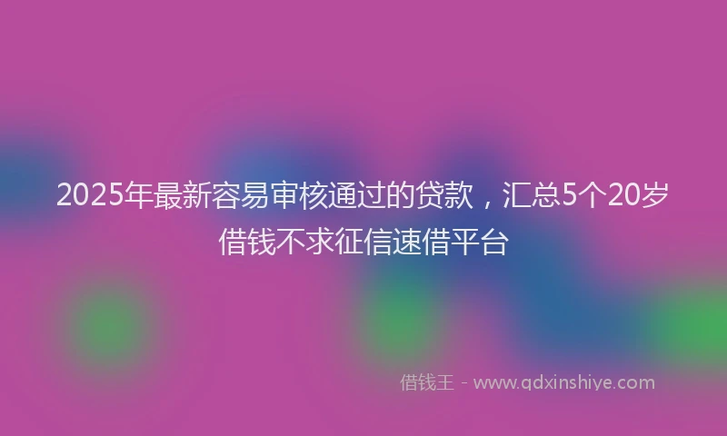 2025年最新容易审核通过的贷款，汇总5个20岁借钱不求征信速借平台