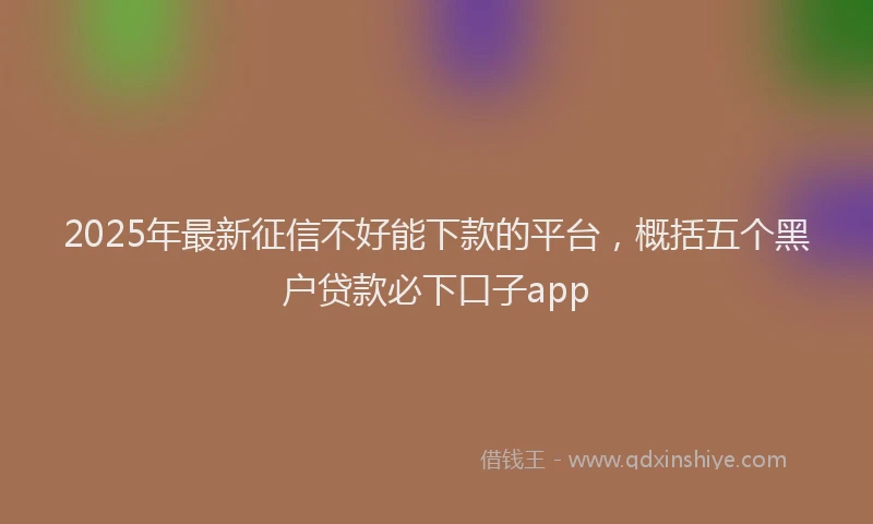 2025年最新征信不好能下款的平台，概括五个黑户贷款必下口子app