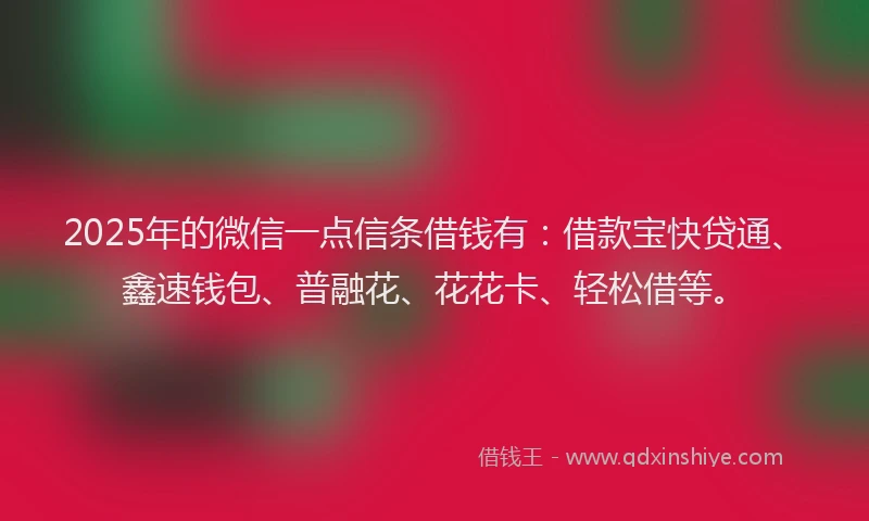 2025年的微信一点信条借钱有：借款宝快贷通、鑫速钱包、普融花、花花卡、轻松借等。