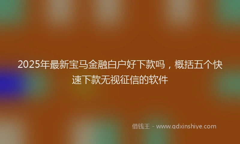 2025年最新宝马金融白户好下款吗，概括五个快速下款无视征信的软件