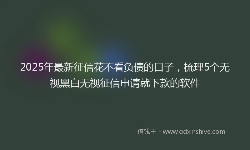 2025年最新征信花不看负债的口子，梳理5个无视黑白无视征信申请就下款的软件