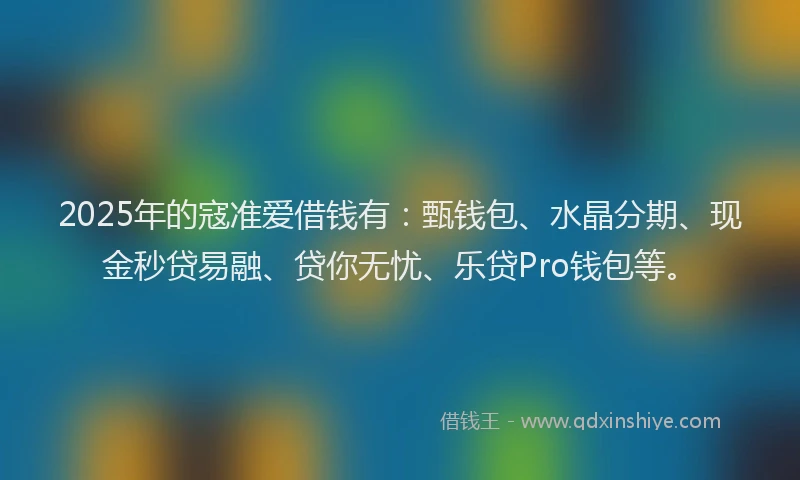 2025年的寇准爱借钱有：甄钱包、水晶分期、现金秒贷易融、贷你无忧、乐贷Pro钱包等。