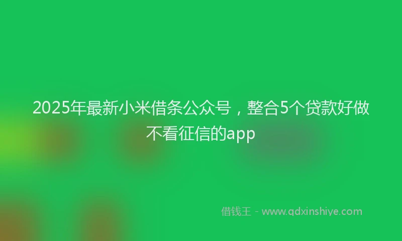 2025年最新小米借条公众号，整合5个贷款好做不看征信的app