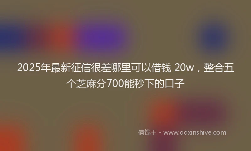 2025年最新征信很差哪里可以借钱 20w，整合五个芝麻分700能秒下的口子
