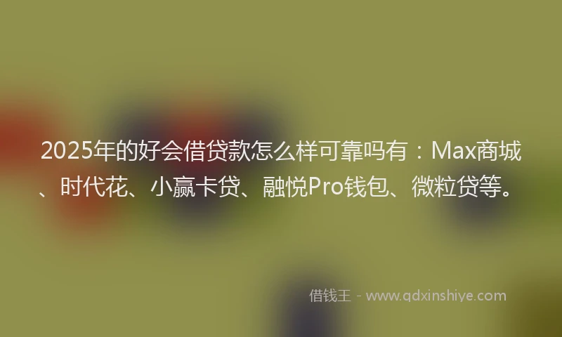 2025年的好会借贷款怎么样可靠吗有：Max商城、时代花、小赢卡贷、融悦Pro钱包、微粒贷等。