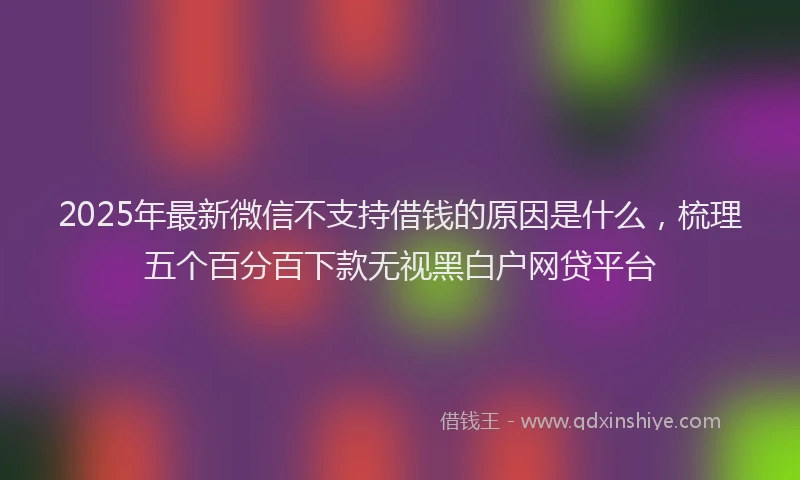 2025年最新微信不支持借钱的原因是什么，梳理五个百分百下款无视黑白户网贷平台