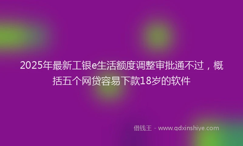 2025年最新工银e生活额度调整审批通不过，概括五个网贷容易下款18岁的软件