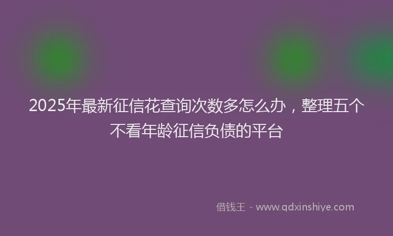 2025年最新征信花查询次数多怎么办，整理五个不看年龄征信负债的平台