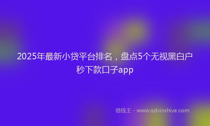 2025年最新小贷平台排名，盘点5个无视黑白户秒下款口子app