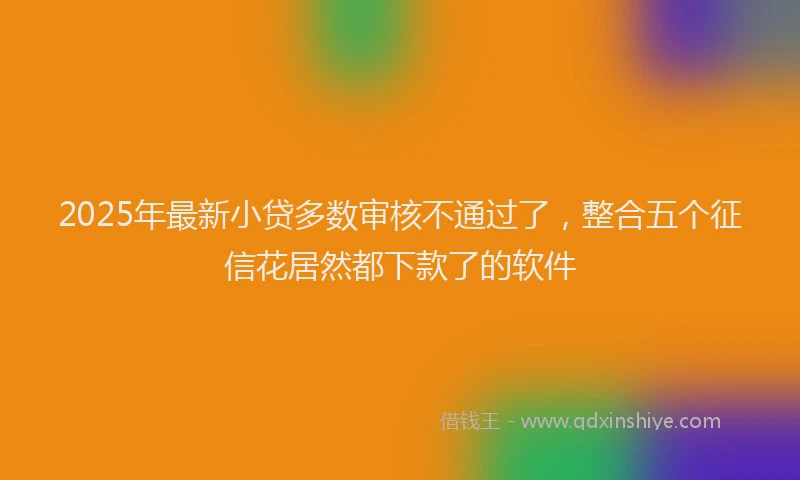 2025年最新小贷多数审核不通过了，整合五个征信花居然都下款了的软件