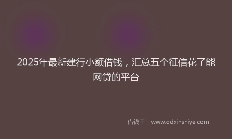2025年最新建行小额借钱，汇总五个征信花了能网贷的平台